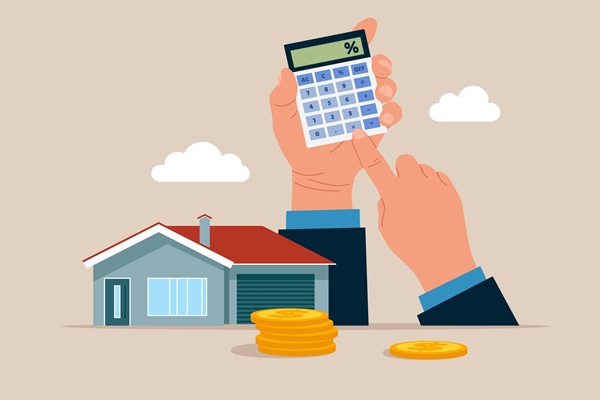 Hands,Holding,A,Calculator,And,Home.,Calculating,Property,Investment,Costs. Taxe foncière : les « éléments de confort » sous surveillance