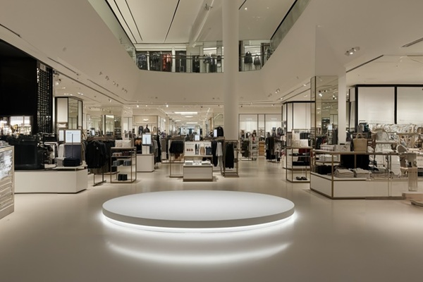 Indoor,Photo,Of,A,Sleek,White,Circular,Platform,Positioned,In Locaux professionnels : un nouveau classement pour certaines grandes surfaces